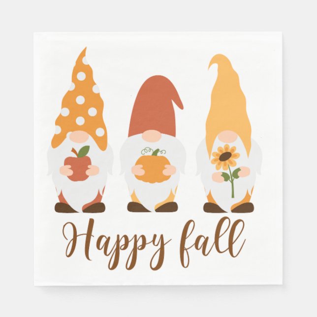 Gnomes Happy Fall Serviette (Vorderseite)