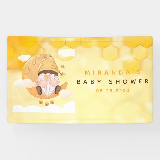 Gnomes Honeypeb Bees Baby shower Bannière (Horizontal)