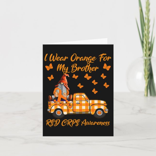 Gnomes Ich trage Orange für meine Bruder Rsd Crps  Karte (Vorderseite)