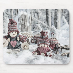 Gnomes in einer Winterlandschaft Mouse Pad Mousepad