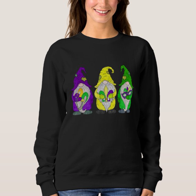 Gnomes Jester Beads & Mask Mardi Gras Gnomes Carni Sweatshirt (Vorderseite)