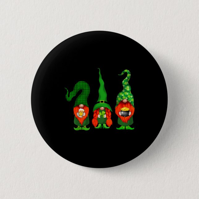 Gnomes Leprechaun St Patricks Day Beer Clover Iri- Button (Vorderseite)