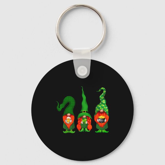 Gnomes Leprechaun St Patricks Day Beer Clover Iri- Schlüsselanhänger (Vorderseite)