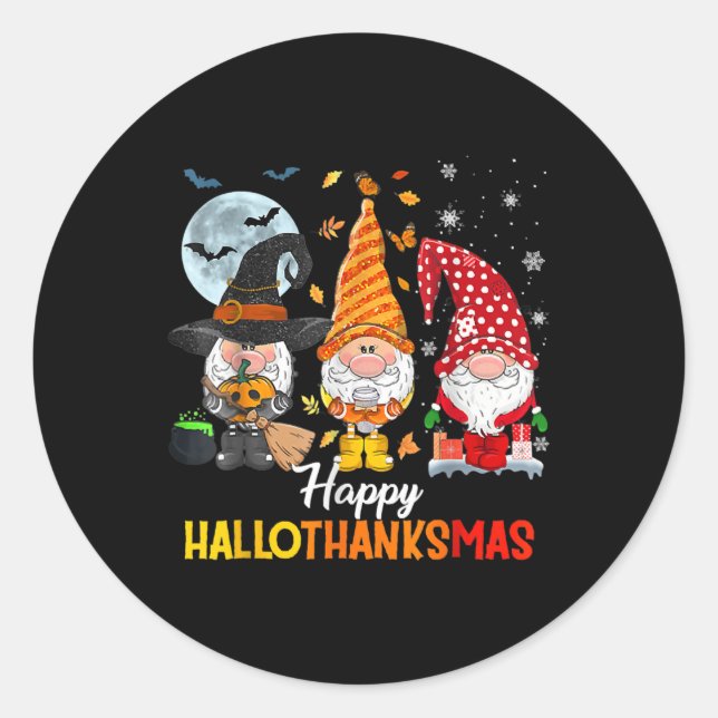 Gnomes Lover Halloween Frohe Weihnachts-Happy Hall Runder Aufkleber (Vorderseite)