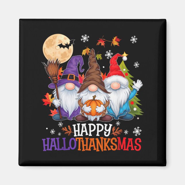 Gnomes Lover Halloween Merry Christmas Happy Hallo Magnet (Vorne)
