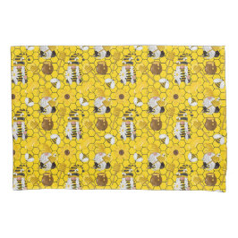 Gnomes Making Honey Yellow Floral Honey Bees Kissenbezug