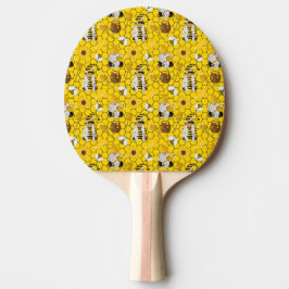 Gnomes Making Honey Yellow Floral Honey Bees Tischtennis Schläger