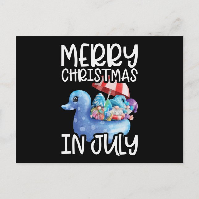 Gnomes Merry Christmas in July Tropical Postkarte (Vorderseite)