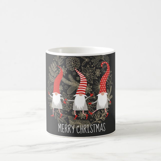 Gnomes Merry Christmas Red Black Kaffeetasse (Mittel)