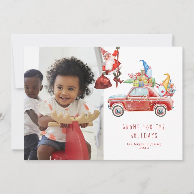 Gnomes mignons et Père Noël | Carte photo de vacan (Devant)