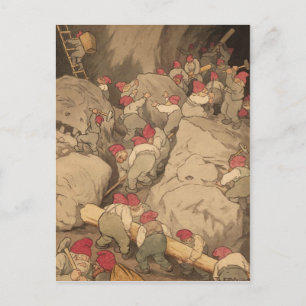 Gnomes Mining in einer Höhle Postkarte