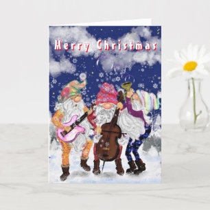 Gnomes Music Band Funny Christmas Card Karte