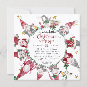Gnomes Niedlich Red Gray Merry Little Christmas Pa Feiertagskarte