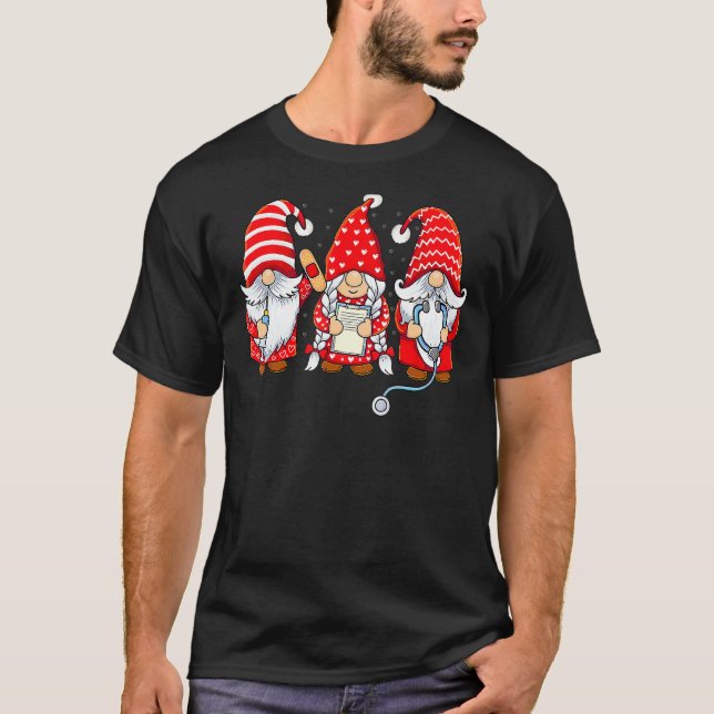 Gnomes Nurse Valentine Day Stethoscope Valentines  T-Shirt (Vorderseite)