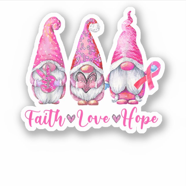 Gnomes Pink Krieger Glaube Hoffnung Liebe Brustkre Aufkleber (Vorderseite)