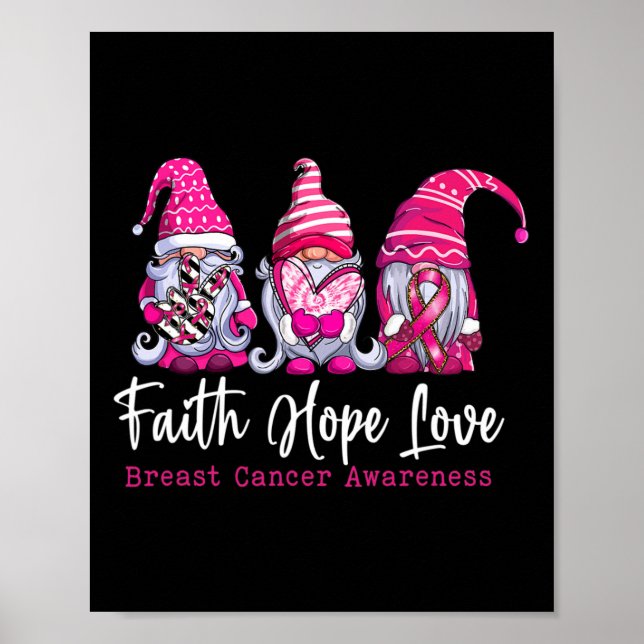 Gnomes Pink Krieger Glaube Hoffnung Liebe Brustkre Poster (Vorne)
