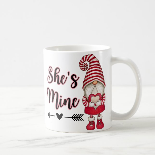 Gnomes Red Banner Liebe, Valentine Kaffee Tasse (Rechts)