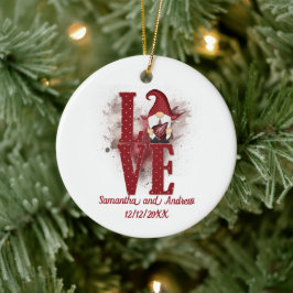 Gnomes Red Liebe Niedlich Hochzeitstag Weihnachten Keramik Ornament