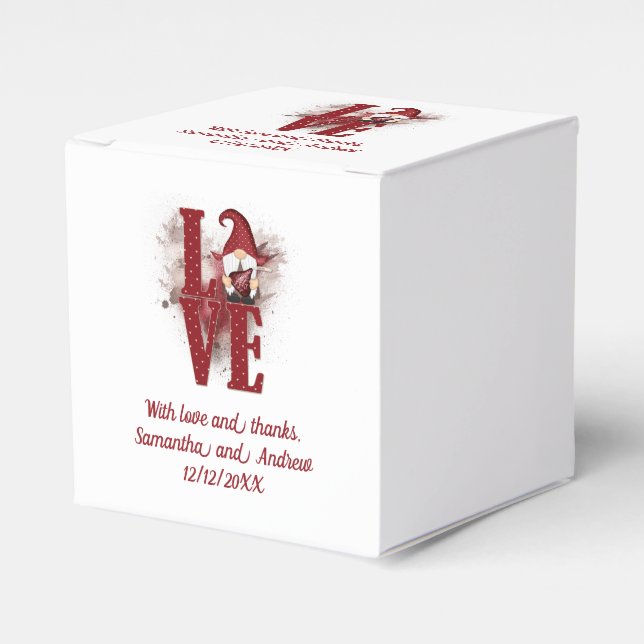 Gnomes Red Liebe Niedlich Wedding Geschenkschachtel (Vorderseite)