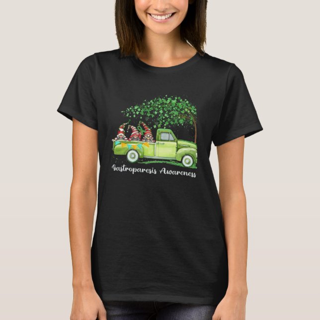 Gnomes Riding Truck Gastroparesis Awareness T-Shirt (Vorderseite)
