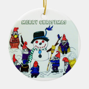 GNOMES SCHNEEMANN, WEIHNACHTSverzierung Keramikornament