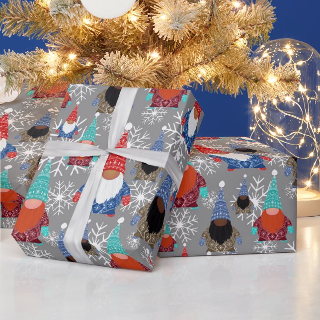 Gnomes Snowflake Illustrationen Weihnachtsmuster Geschenkpapier (Feiertage)