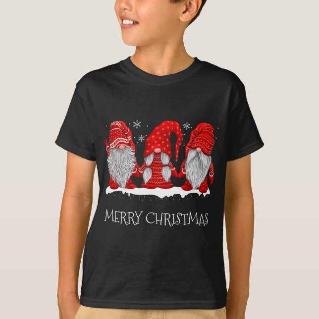 Gnomes Snowy Red Holiday Outfits Christmas Gnomes T-Shirt (Vorderseite)