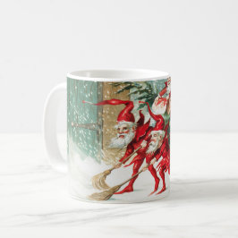 Gnomes sweeping snow with a broom kaffeetasse
