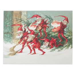 Gnomes sweeping snow with a broom notizblock