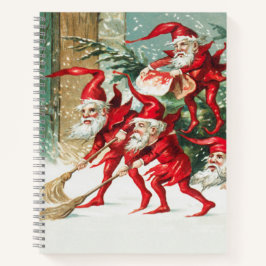 Gnomes sweeping snow with a broom notizbuch