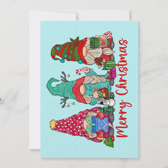 Gnomes Trio Christmas Grußkarte Mitteilungskarte (Vorderseite)