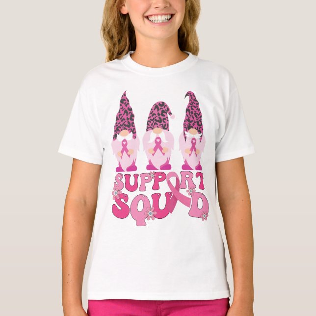 Gnomes unterstützen Squad Brustkrebs-Bewusstsein T-Shirt (Vorderseite)