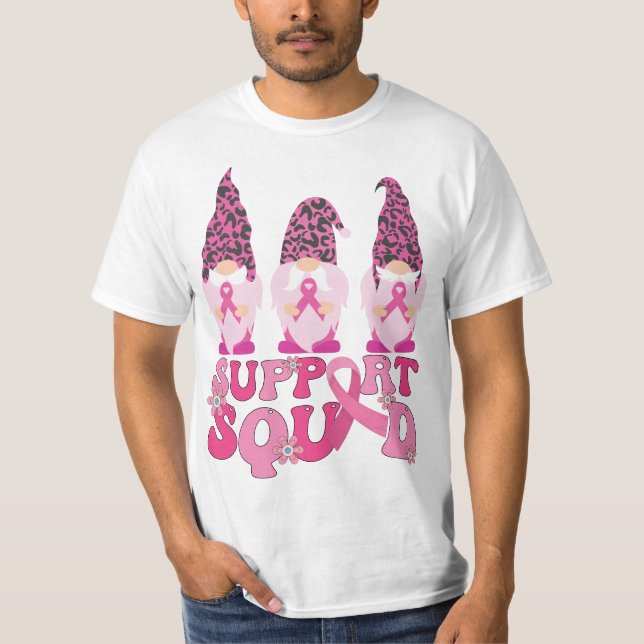 Gnomes unterstützen Squad Brustkrebs-Bewusstsein T-Shirt (Vorderseite)