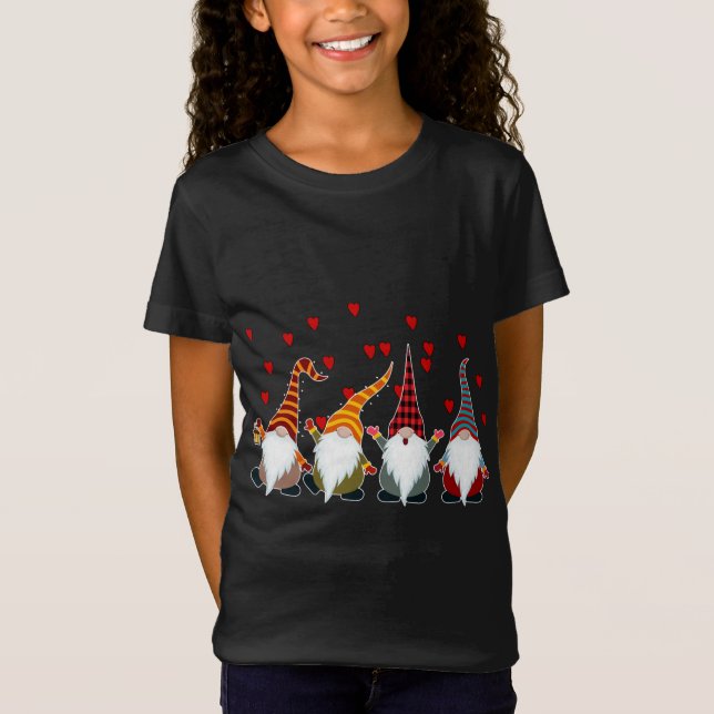 Gnomes Valentine Day Hat Karierte Freunde zu uns T-Shirt (Vorderseite)