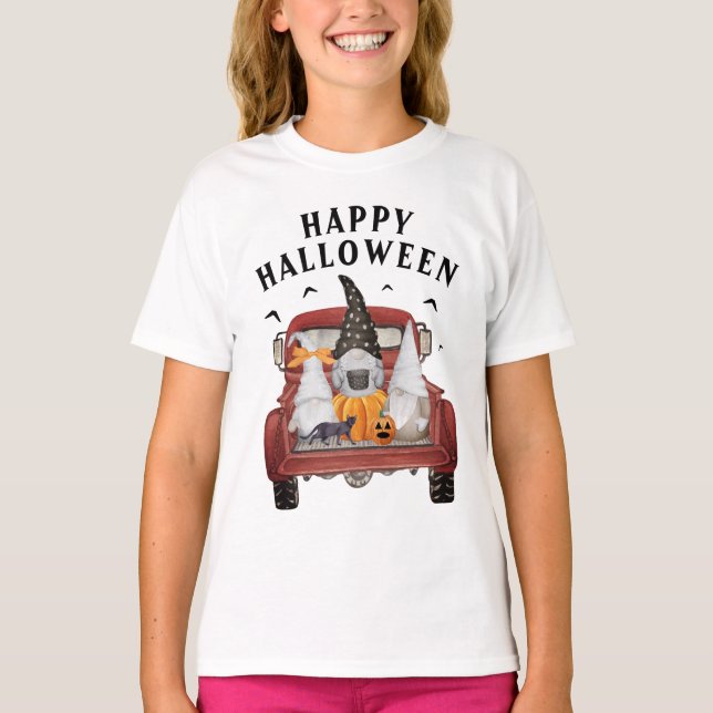 Gnomes Vintag Red Truck Halloween T - Shirt (Vorderseite)