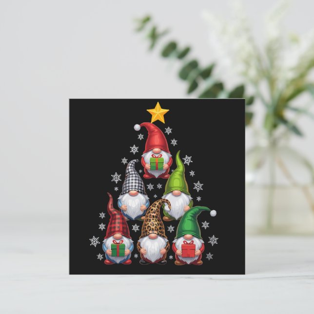 Gnomes Weihnachtsbaum Funny Xmas Feiertage Feiertagskarte (Stehend Vorderseite)