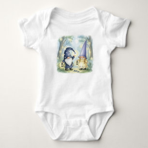 Gnomes Willkommen in der Nacht im Wald, Watercolo Baby Strampler