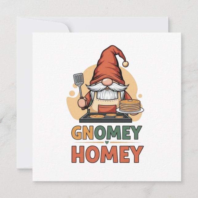 Gnomey Home Pancakes Design Einladung (Vorderseite)