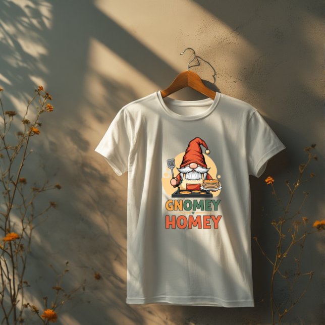 Gnomey Home Pancakes Design Tri-Blend Shirt (Gnomey homey - gnome making delicious pancakes at home t-shirt design)