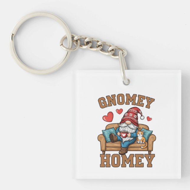 Gnomey homey gnome auf Zuhause design Schlüsselanhänger (Vorderseite)