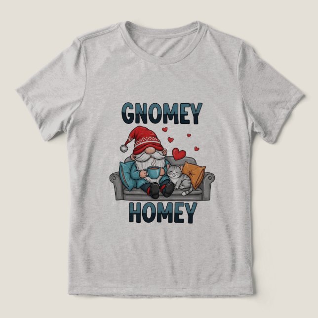 Gnomey homey gnome auf Zuhause Tri-Blend Shirt (Design Vorderseite)