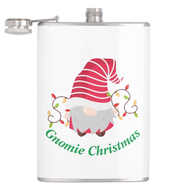 Gnomie Christmas Vinyl Wrapped Flask Flachmann (Geöffnet)