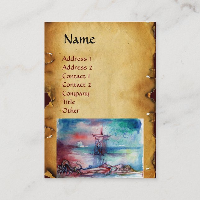 GNOMON UND LADY OF THE SEE Brown Perchment Visitenkarte (Vorderseite)