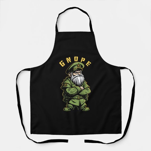 Gnope Garden Gnome Funny Military Officer Gardener Schürze (Vorderseite)