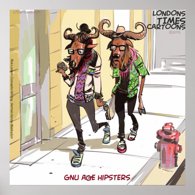 Gnu Age Hipsters Funny Rick London Poster (Vorne)
