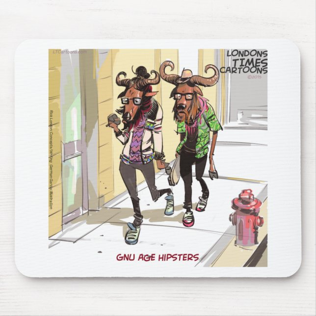 Gnu Alter Hipster Lustig Mousepad (Vorne)