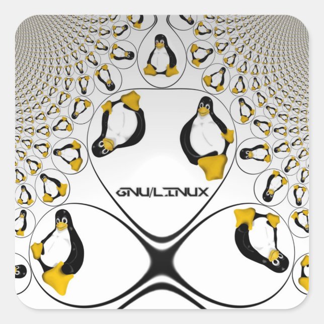 GNU/Linux-Fraktal-Sticker Quadratischer Aufkleber (Vorderseite)