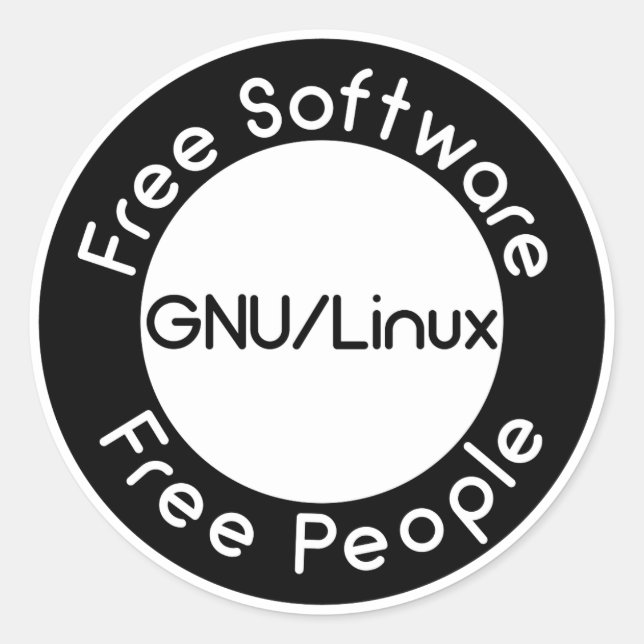 GNU/Linux Runder Aufkleber (Vorderseite)