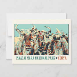 Gnus in Maasai Mara National Park, Kenia Postkarte