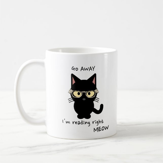 Go Away Je lis droit miow cat mug (Gauche)